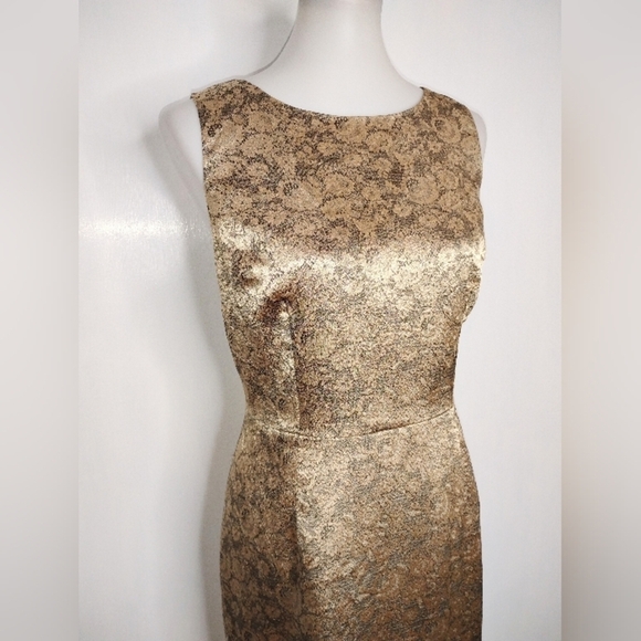 MUTED GOLD LACE PRINT DRESS NWT - Picture 9 of 10